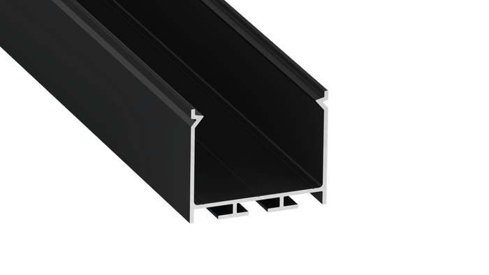 KIMERA Profilé Aluminium NORS Noir Anodisé avec Diffuseur Opale, 2,02 m