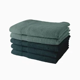 Today - Lot de 5 Draps de Bain 70x130 cm - 100% Coton 450g/m² - 3 Paon + 2 Céladon - Douceur Supérieure