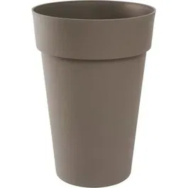 Eda Vase haut rond Toscane Ø 46 cm x H 65 cm - 67 L - Coloris Taupe - Traité anti-UV et ingélif - Pot de fleurs pour intérieur et extérieur