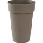 Eda Vase haut rond Toscane Ø 46 cm x H 65 cm - 67 L - Coloris Taupe - Traité anti-UV et ingélif - Pot de fleurs pour intérieur et extérieur