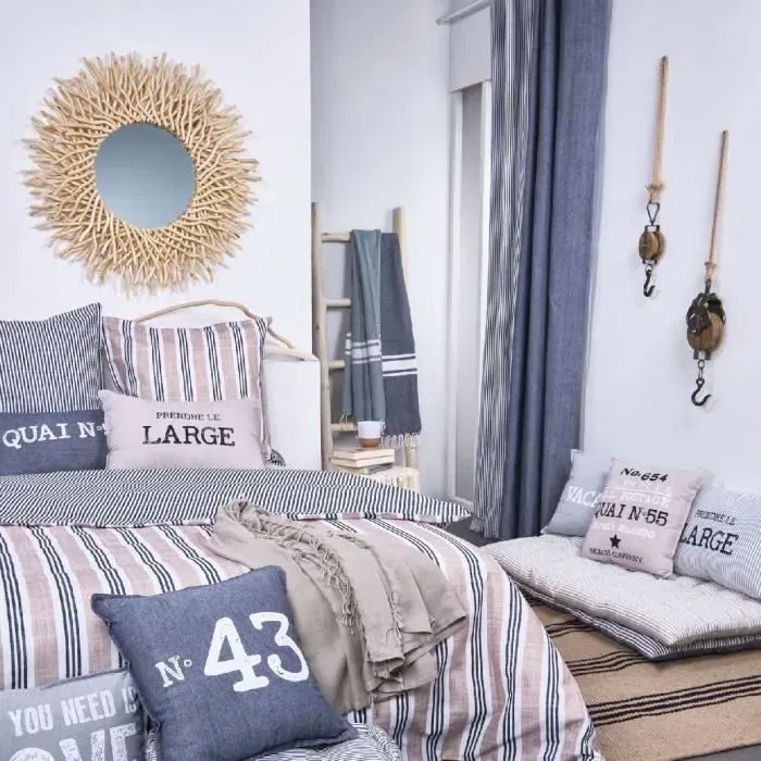 Today Kargo - Parure de lit 2 personnes, housse de couette 220x240 cm + 2 taies 63x63 cm, 100% coton 57 fils/cm, imprimé rayé