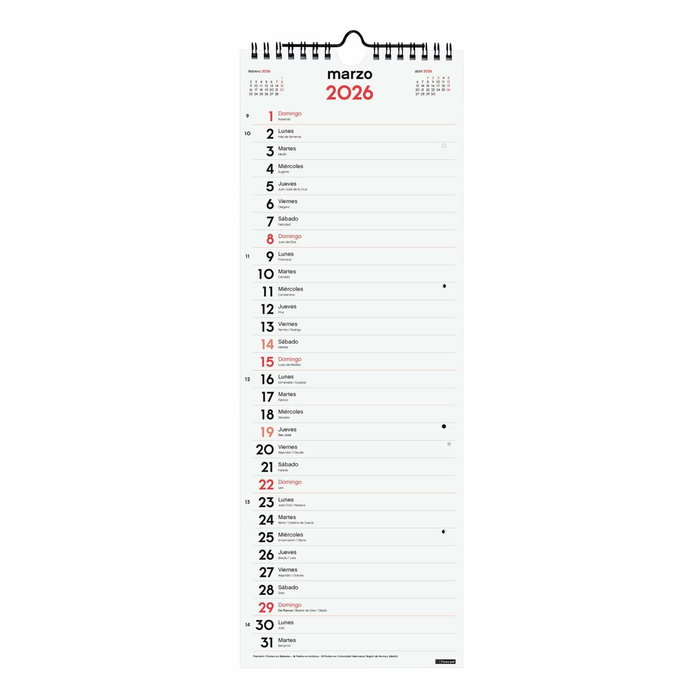 calendrier mural Finocam Papier 15,5 x 43 cm calendrier mural Finocam Papier 15,5 x 43 cm