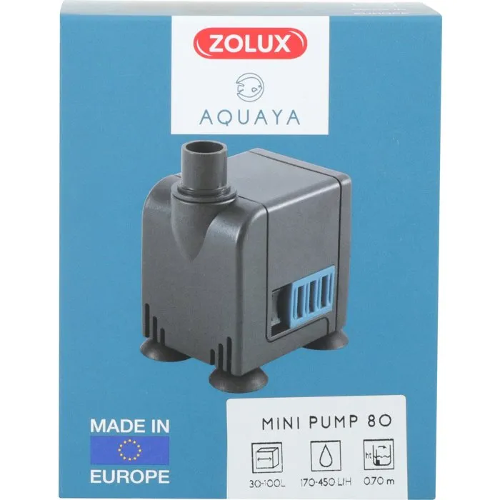 Zolux Mini Pompe à Eau pour Aquarium 6 W - Débit Réglable 170 à 450 L/H - Pour Aquarium 60 à 80 Litres - Compacte et Silencieuse