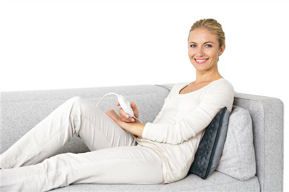 Beurer HK-48 Cosy Coussin Chauffant Électrique Souple Gris Marengo pour le Dos, Nuque et Jambes - Rembourrage Amovible, Lavable, Arrêt Automatique 90 Min