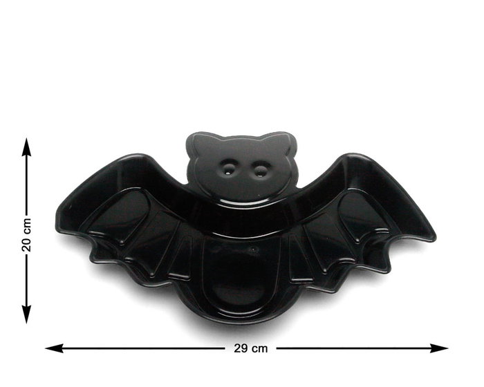 Atosa Plat en plastique noir en forme de chauve-souris 29x20 cm