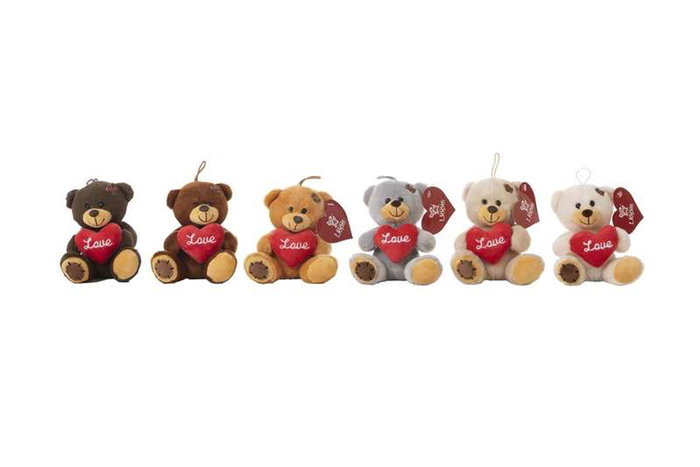 Creaciones Lloris Display Osito Cori 16cm - Peluche en peluche avec 6 couleurs - Lot de 12 unités par display