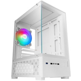 Mars Gaming MCSE2 Boîtier MicroATX MC-SE2W Blanc Panneau en Cristal Trempé Ventilateur 120 mm Inclus