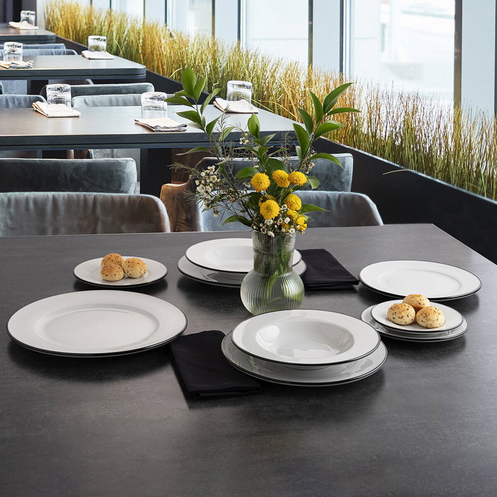 Assiette creuse Bidasoa Glacial Filo Blanc Céramique Ø 23,5 cm (24 Unités)