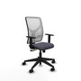 Chaise Motilla Synchro 3 positions tissu Gris foncé Maille Blanc Base pyramidale noire Accoudoir 1D Sans appui-tête Roulettes 65mm nylon