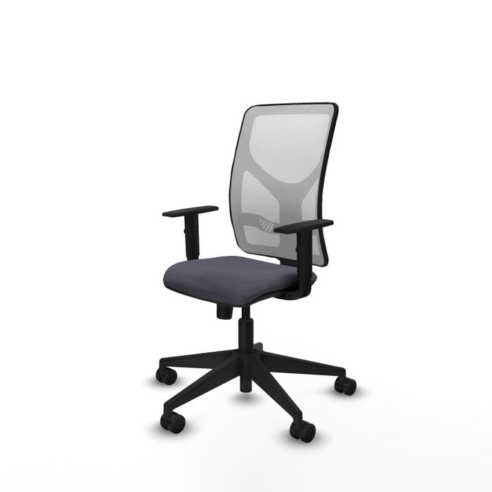 Chaise Motilla Synchro 3 positions tissu Gris foncé Maille Blanc Base pyramidale noire Accoudoir 1D Sans appui-tête Roulettes 65mm nylon Chaise Motilla Synchro 3 positions tissu Gris foncé Maille Blanc Base pyramidale noire Accoudoir 1D Sans appui-tête Roulettes 65mm nylon