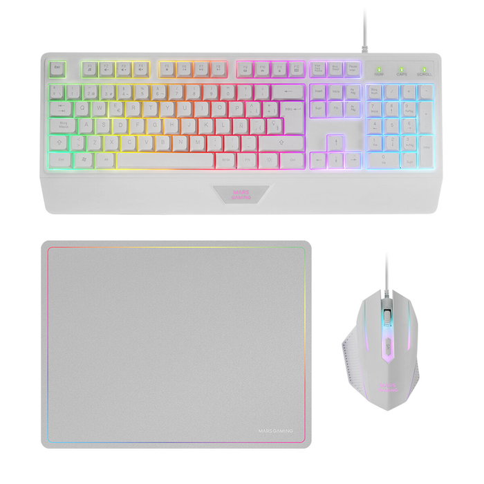 Clavier Mars Gaming MCP124WES Blanc Multicouleur Espagnol Qwerty (3 Unités)