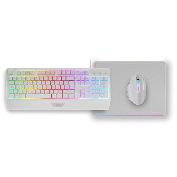 Clavier Mars Gaming MCP124WES Blanc Multicouleur Espagnol Qwerty (3 Unités)