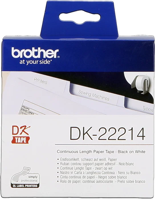 Brother DK-22214 Étiquettes continues 12mm x 30mm x 30,48m Noir sur blanc