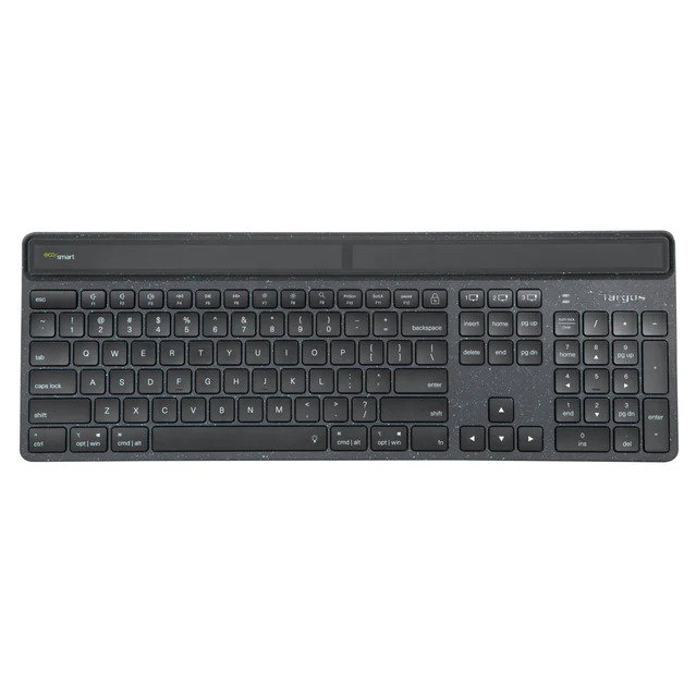 Targus AKB868ES Clavier Sans Fil Solaire EcoSmart Bluetooth Full Size USB-C Noir Antimicrobien