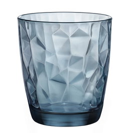 Bormioli Rocco Diamond Verre Bas 39 cL Bleu Finition Relief Fabriqué en Italie