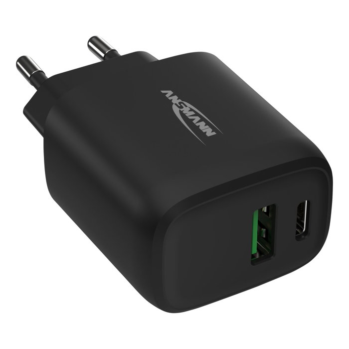 Ansmann Home Charger HC218PD avec USB-C et USB-A, 18 W, Noir Ansmann Home Charger HC218PD avec USB-C et USB-A, 18 W, Noir