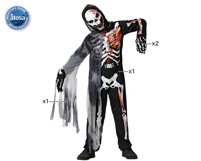 Déguisement Squelette Enfant Halloween Marron Taille 5-6 Ans (3-6 Ans) - Masque, Cape, Combinaison, Gants - Polyester Déguisement Squelette Enfant Halloween Marron Taille 5-6 Ans (3-6 Ans) - Masque, Cape, Combinaison, Gants - Polyester