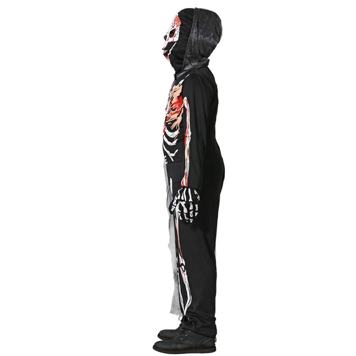 OTROS Déguisement Esqueleto pour garçon Halloween, ensemble complet avec capuche, cape, masque, guants, âge 5-6 ans, multicolore, matière polyester
