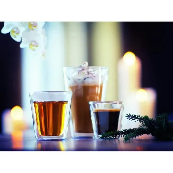 Bodum - Set de 2 verres à double paroi Canteen - Verre borosilicate - 0.4 l - Pour thé, café, cocktails - Garde la température - Transparent