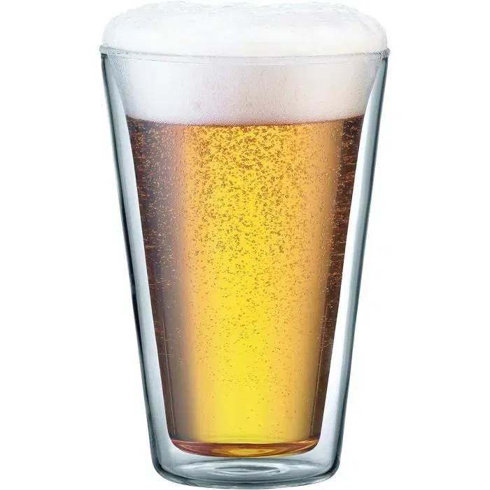 Bodum - Set de 2 verres à double paroi Canteen - Verre borosilicate - 0.4 l - Pour thé, café, cocktails - Garde la température - Transparent