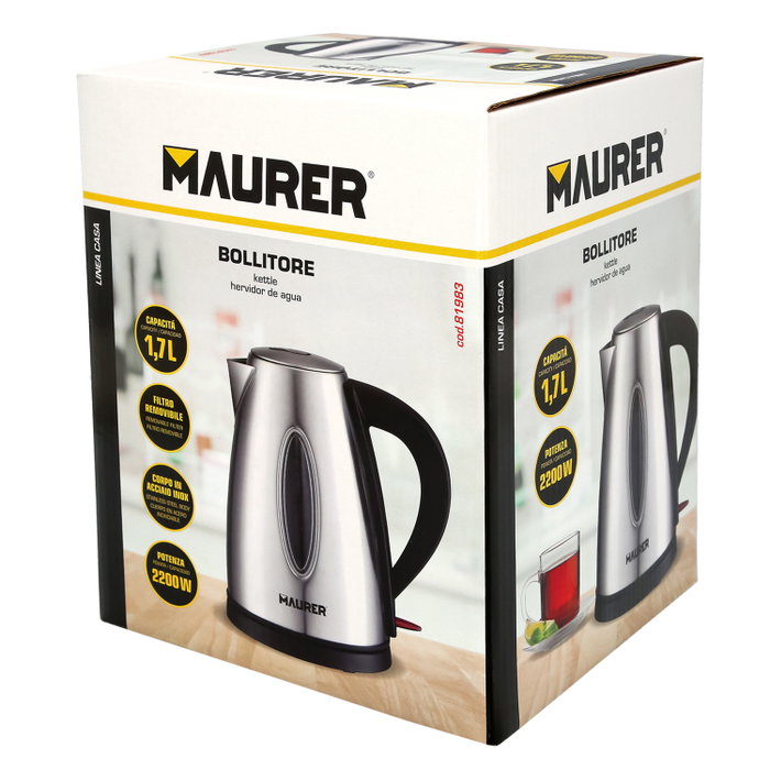 MAURER Bouilloire électrique 1,7 L Inox
