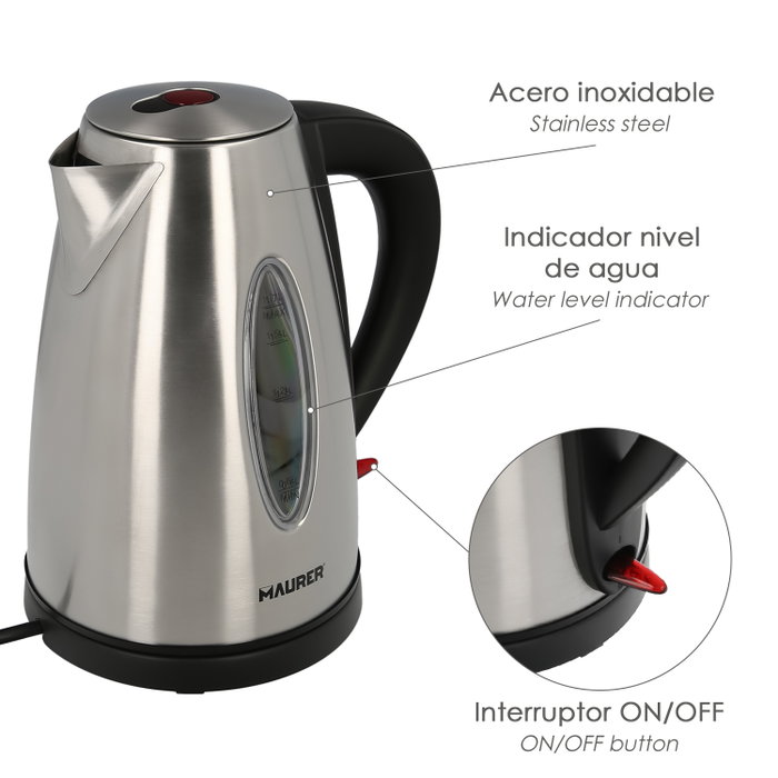 MAURER Bouilloire électrique 1,7 L Inox