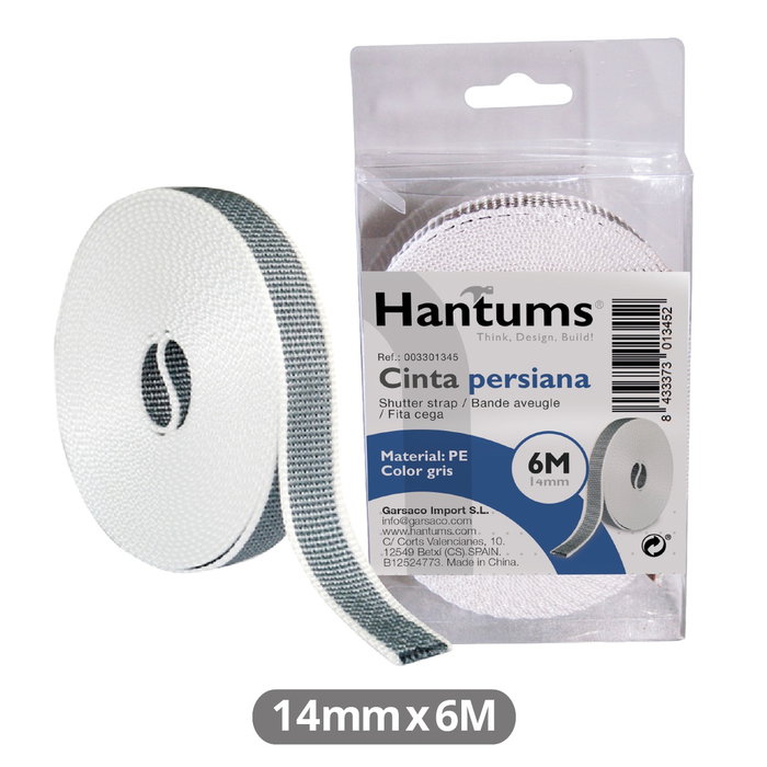 Hantums Cinta persiana 6M 14mm Gris