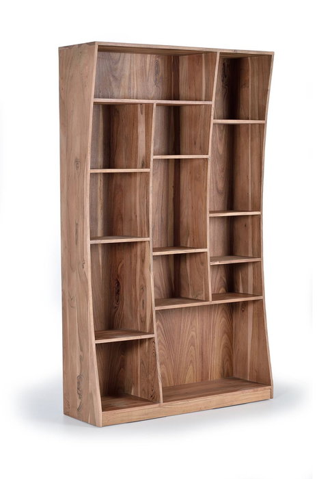 GINER Y COLOMER Bibliothèque en Bois d'Acacia Naturelle - 200 cm de Haut x 120 cm de Large - Meuble à Assembler avec Grand Espace de Rangement