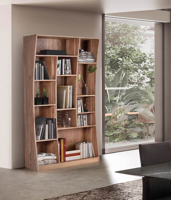 GINER Y COLOMER Bibliothèque en Bois d'Acacia Naturelle - 200 cm de Haut x 120 cm de Large - Meuble à Assembler avec Grand Espace de Rangement