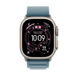 Apple Watch Ultra 3 GPS + Cellular 49mm Titane Naturel, Alpine Loop Bleu Clair L