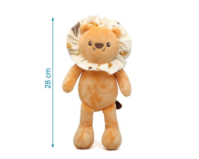KioKids - Peluche Lion en Peluche Orange Douce pour Bébé 0 mois+, Textile Polyester - Jouet Câlin et Compagnon de Jeu