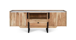 GINER Y COLOMER Meuble TV en acacia et marbre blanc