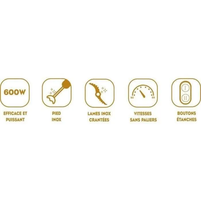 Little Balance Mixeur Plongeant Speed Inox 600W, Sélecteur de Vitesses Variable, Pied Inox, Lames Crantées, Design Noir et Inox