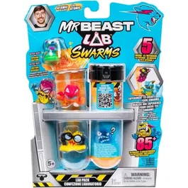 MrBeast Lab - Pack de 5 Minis Figurines Swarms Atomic - Figurines de Créatures à Collectionner et à Mélanger - À Partir de 4 Ans