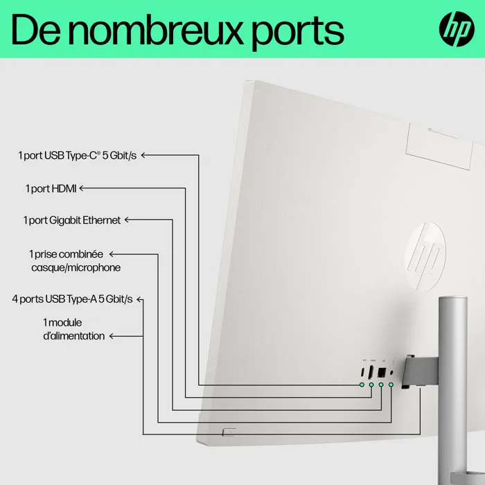 PC Tout-en-un HP 24-cr0091nf - Écran 23.8" FHD IPS - Processeur AMD Athlon Silver 7120U - 8 Go RAM - 512 Go SSD - Windows 11 - Clavier et souris filaires