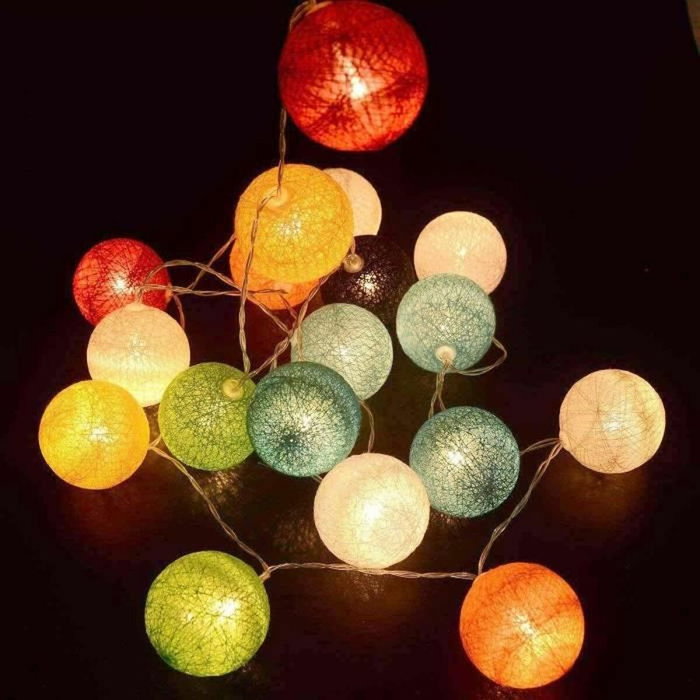 Lumisky Guirlande lumineuse solaire MIMY COLORS SOLAR 3,80 m - Boules de coton - LED blanc chaud