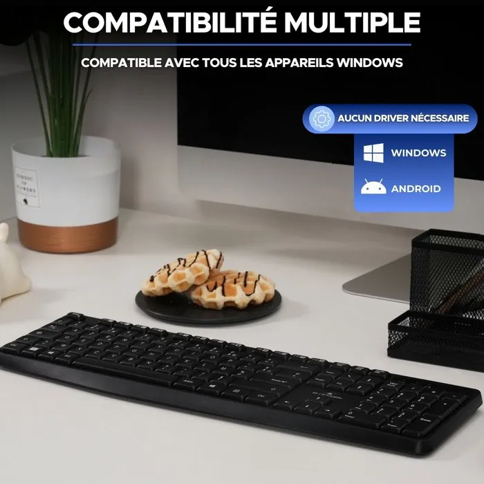 Bluestork Clavier Filaire AZERTY KB-MEDIA-OFFW/FR avec 15 Touches de Raccourcis Multimédias Media Office