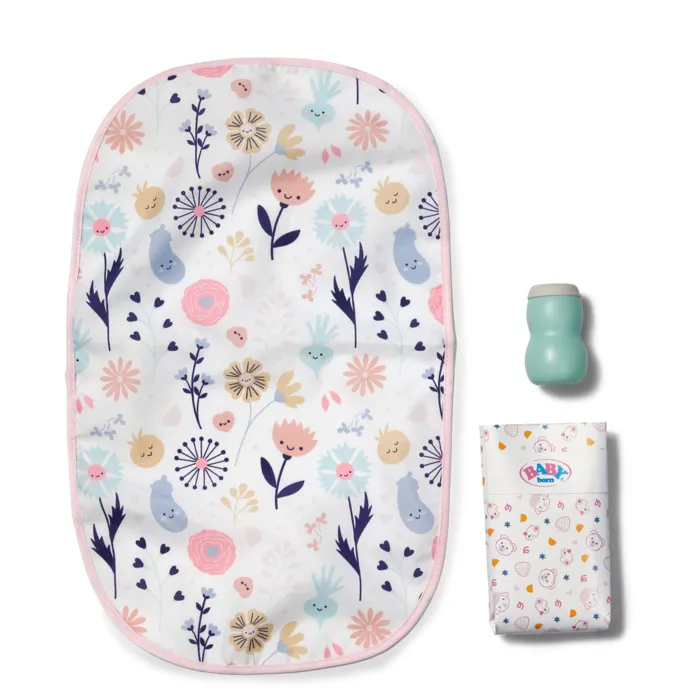 Baby Born Sac à langer imprimé fleuri rose avec accessoires de soin