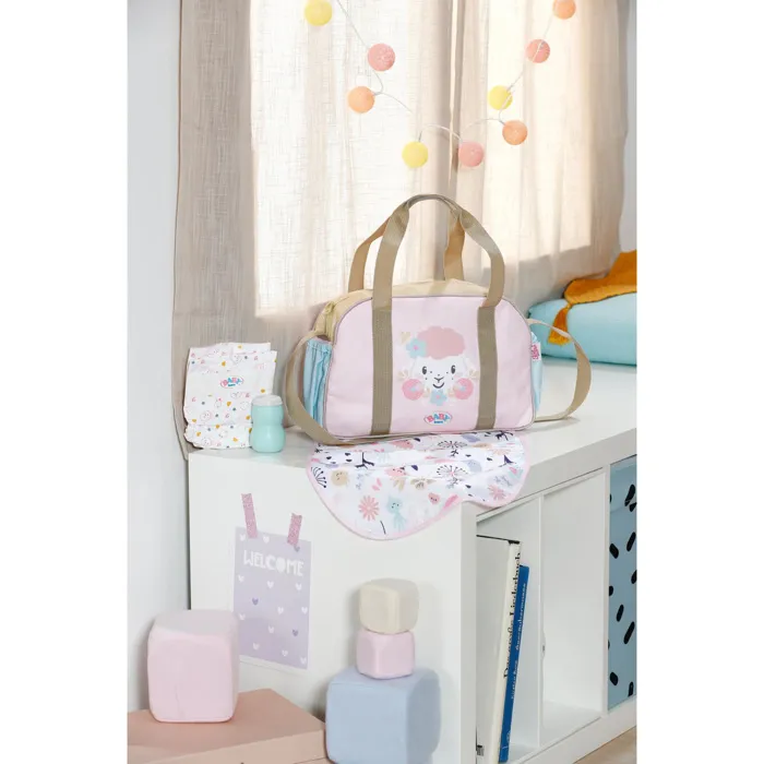 Baby Born Sac à langer imprimé fleuri rose avec accessoires de soin