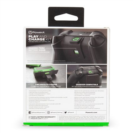 PowerA Kit Charge et Joue 1518375-01 pour Xbox Series X/S et Xbox One avec 2 batteries recargables, câble USB 3m et tapas de piles