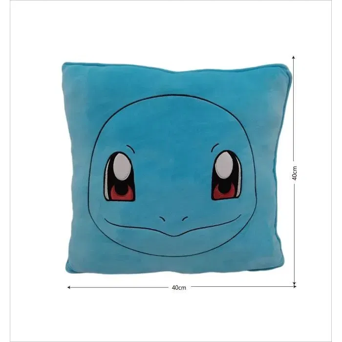 Pokemon Coussin décoratif en microfibre 40 cm - Carapuce - Coussin carré premium pour salon ou chambre