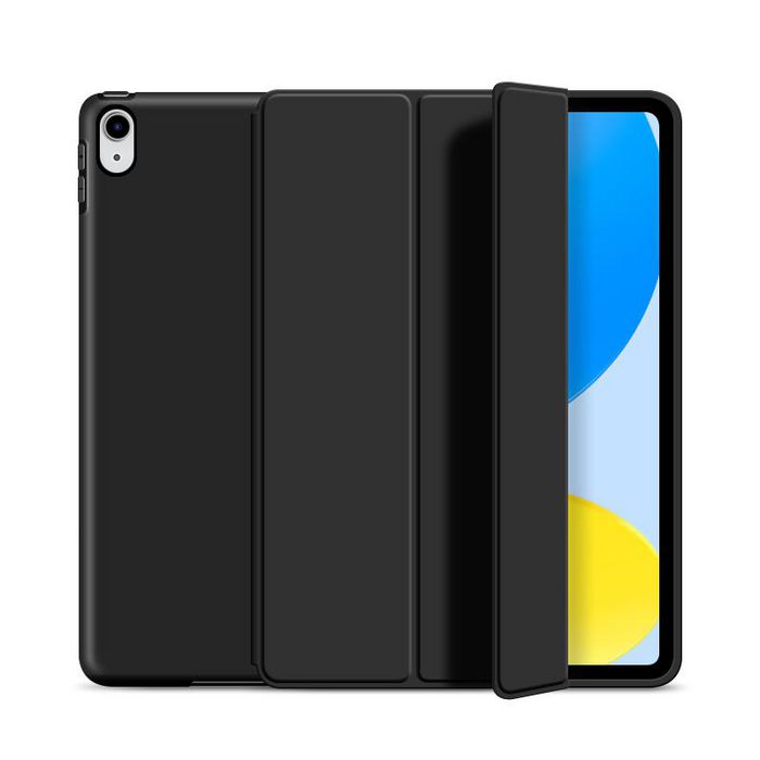 eSTUFF Coque folio magnétique pour iPad 10e/11e génération - Protection avec dos TPU souple et fonction réveil/veille - Noir