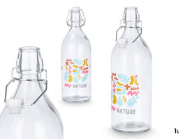 Vivalto Bouteille Nature 1 L en Verre Transparent 9x28x9 cm (Set de 18)