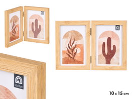 GIFTDECOR Porte-photo double effet bambou 10x15, Marron