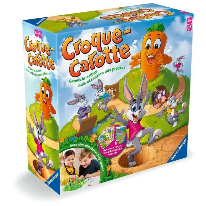 Ravensburger - Jeu de société Croque Carotte - Course de lapins pour enfants avec plateau mécanique et cartes bonus - A partir de 4 ans