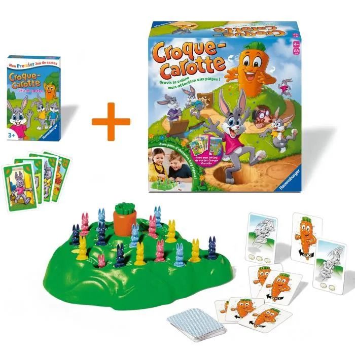 Ravensburger - Jeu de société Croque Carotte - Course de lapins pour enfants avec plateau mécanique et cartes bonus - A partir de 4 ans