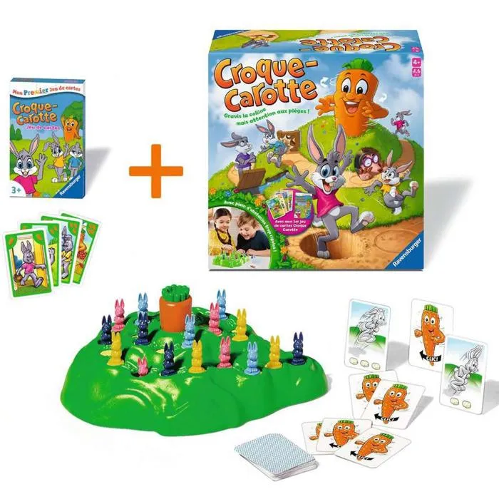 Ravensburger - Jeu de société Croque Carotte - Course de lapins pour enfants avec plateau mécanique et cartes bonus - A partir de 4 ans