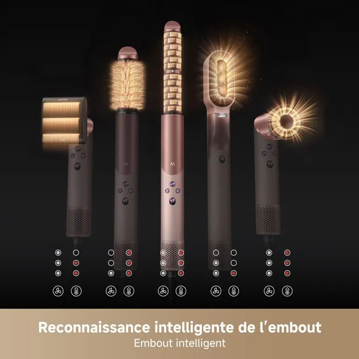 MOVA Turbo - Sèche-cheveux professionnel silencieux 200 millions d'ions, 110000 tr/min, 65 m/s, 240V, blanc