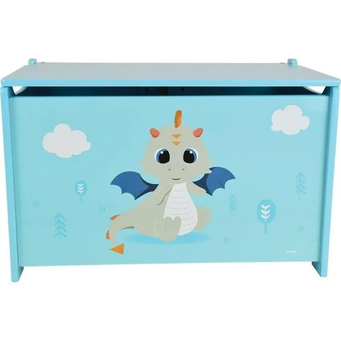 Fun House - Coffre à jouets en bois LEON LE DRAGON - MDF - Bleu - Dimensions 40 x 58 x 36 cm - Dès 3 ans Fun House - Coffre à jouets en bois LEON LE DRAGON - MDF - Bleu - Dimensions 40 x 58 x 36 cm - Dès 3 ans