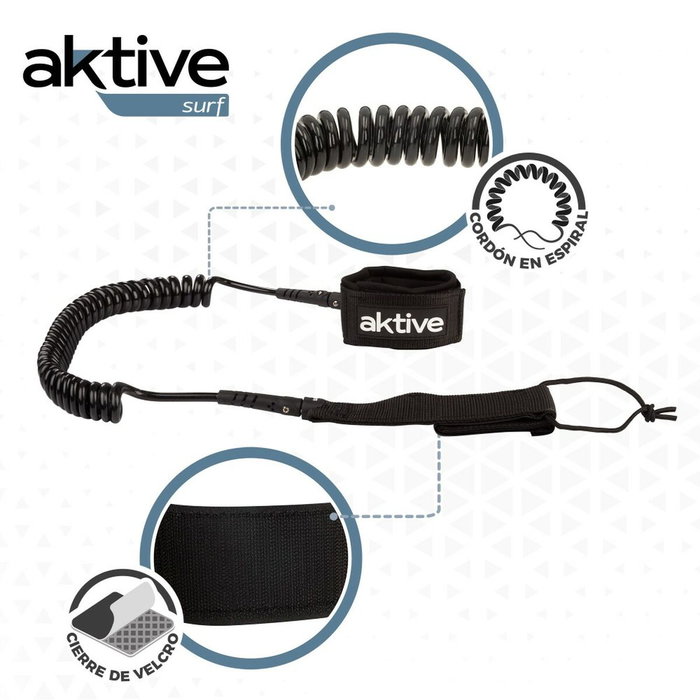Leash Aktive Noir 20 cm Spirale Paddle Surf